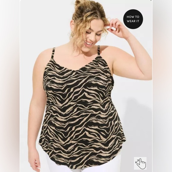 Torrid Ava Stretch Challis Wave Tiger Print Cami Tank Size 3X Animal Edgy Rocker - Picture 1 of 12